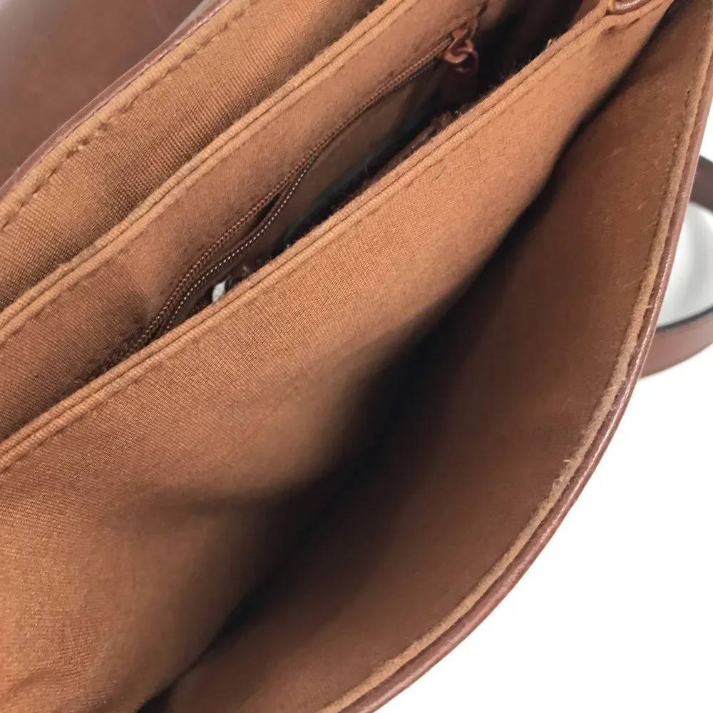 Carryland Brown Faux Ostrich Leather Flap Closure Retro Classic Shoulder Bag